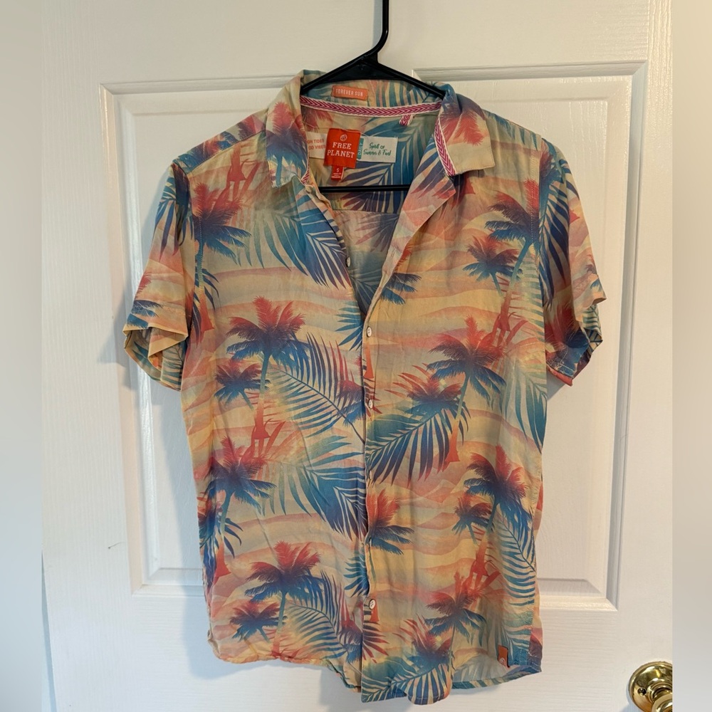 Free Planet Multicolor Palm Print Men's Shirt